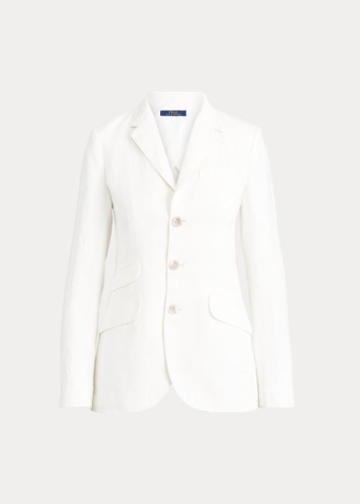 Blazer Polo Ralph Lauren Mujer Blancos - Linen - IHMQT4317